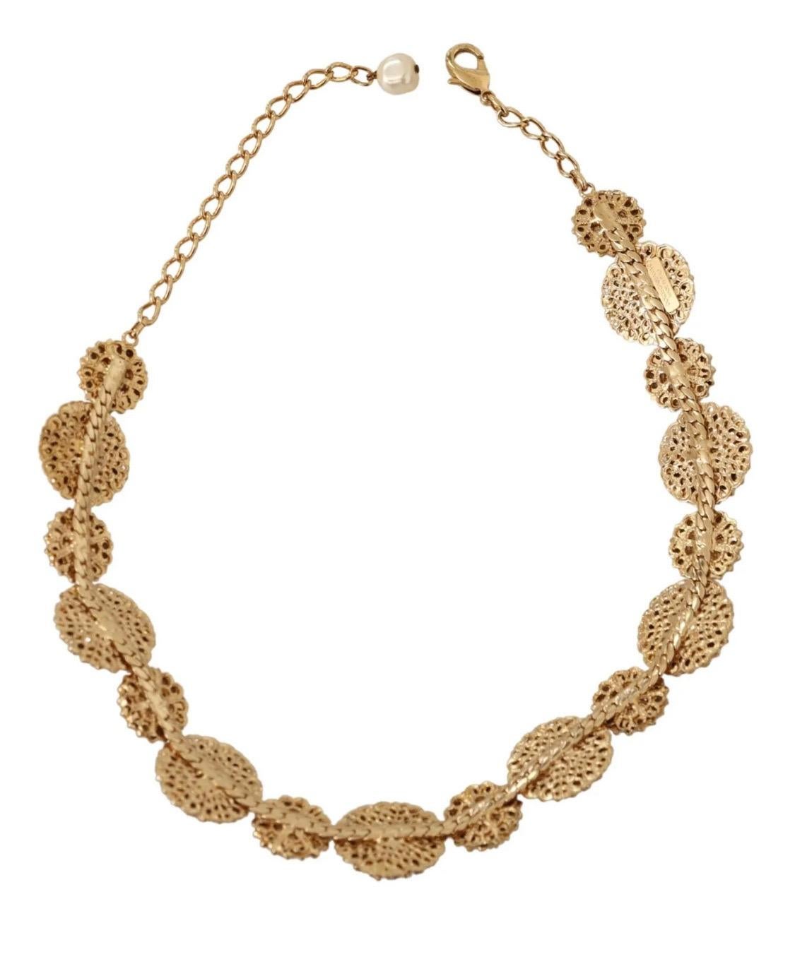 Dolce & Gabbana Gold tone necklace with multicolor crystals embellished For Sale 1