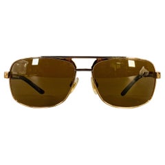 DOLCE
GABBANA Gold Tortoiseshell Metal Pilot Sunglasses