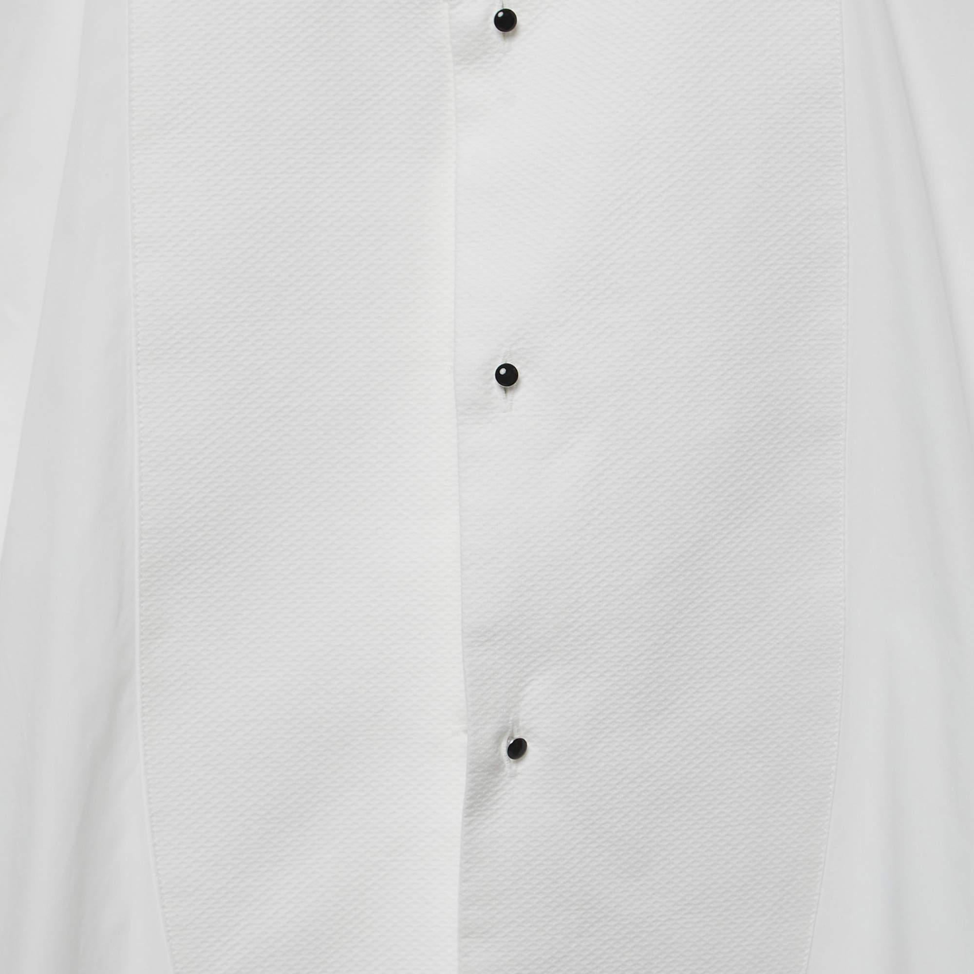 Dolce & Gabbana Gold White Cotton Button Front Shirt XS In Good Condition In Dubai, Al Qouz 2