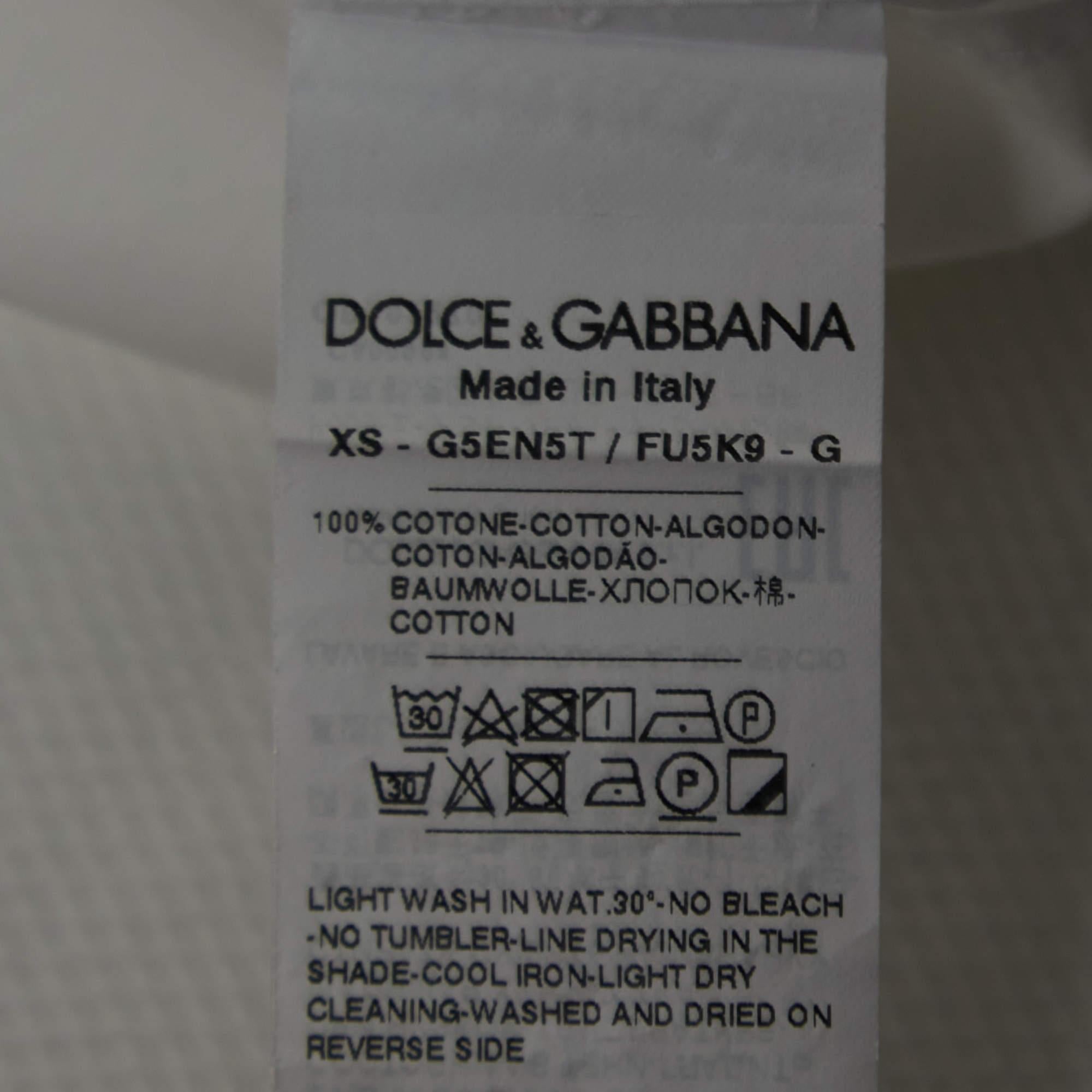 Dolce & Gabbana Gold White Cotton Button Front Shirt XS 1