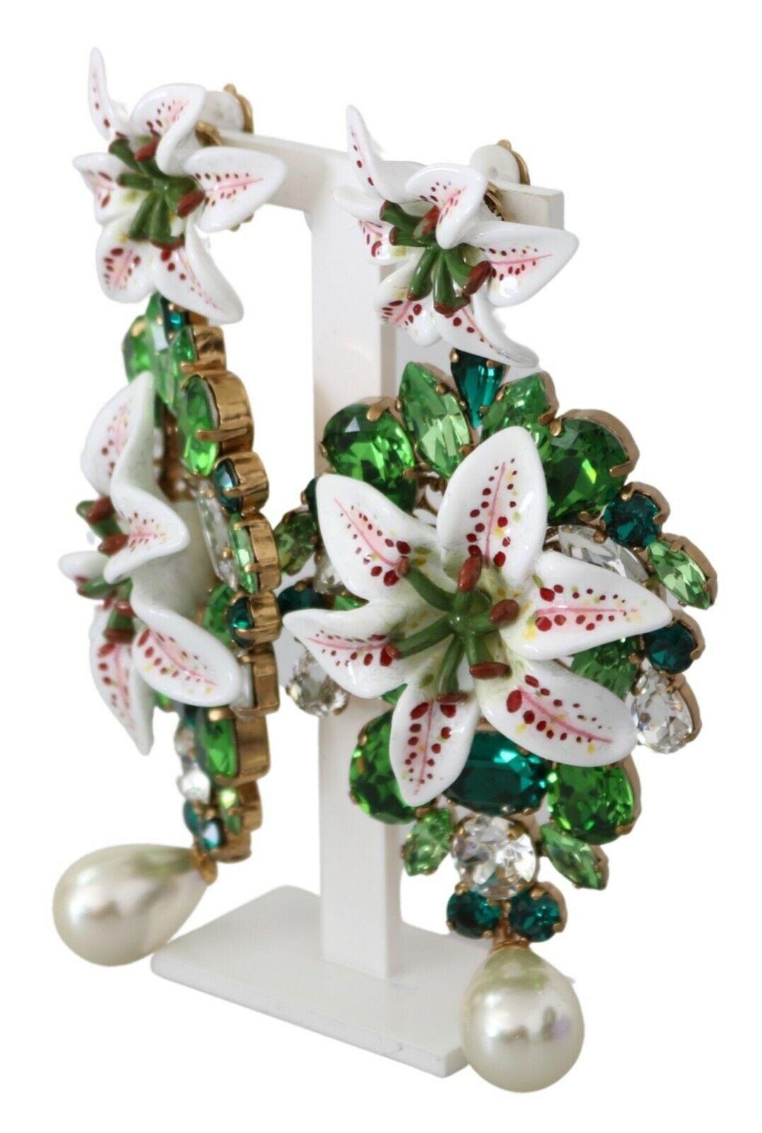  Gorgeous brand new with tags, 100% Authentic Dolce & Gabbana hand-painted resin and gold-plated brass earrings.




Model: Clip-on, drop
Motive: Lilies
Material: Brass, glass

Color: Gold

Crystal: Green, Clear

Logo details
Made in Italy

Length: