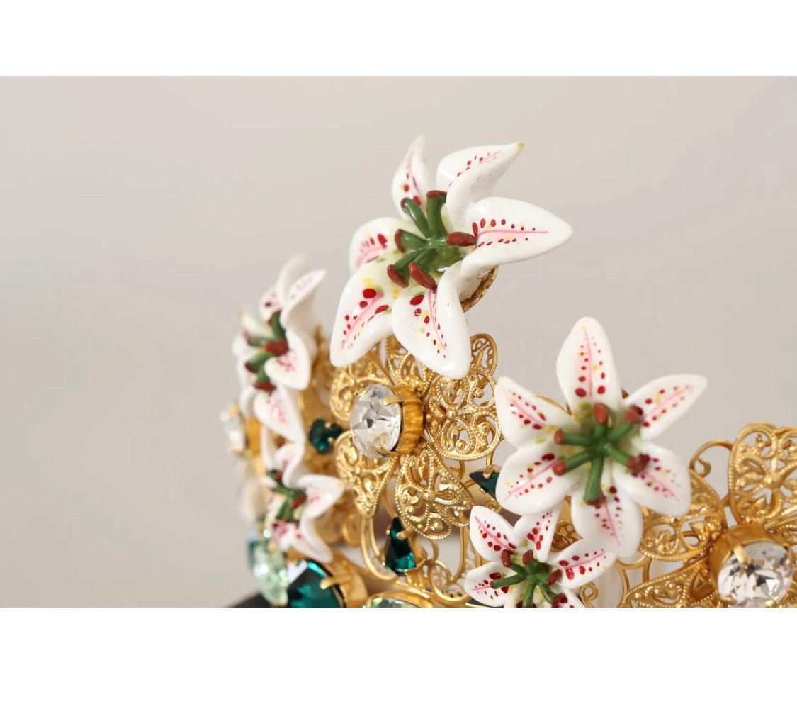 Dolce & Gabbana golden tiara with an openwork pattern In New Condition In WELWYN, GB