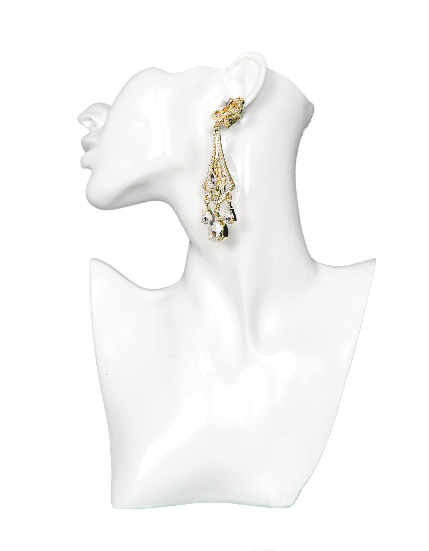 Dolce & Gabbana Goldtone Filigrana Swarovski Crystal Pendant Earrings In Excellent Condition In New York, NY