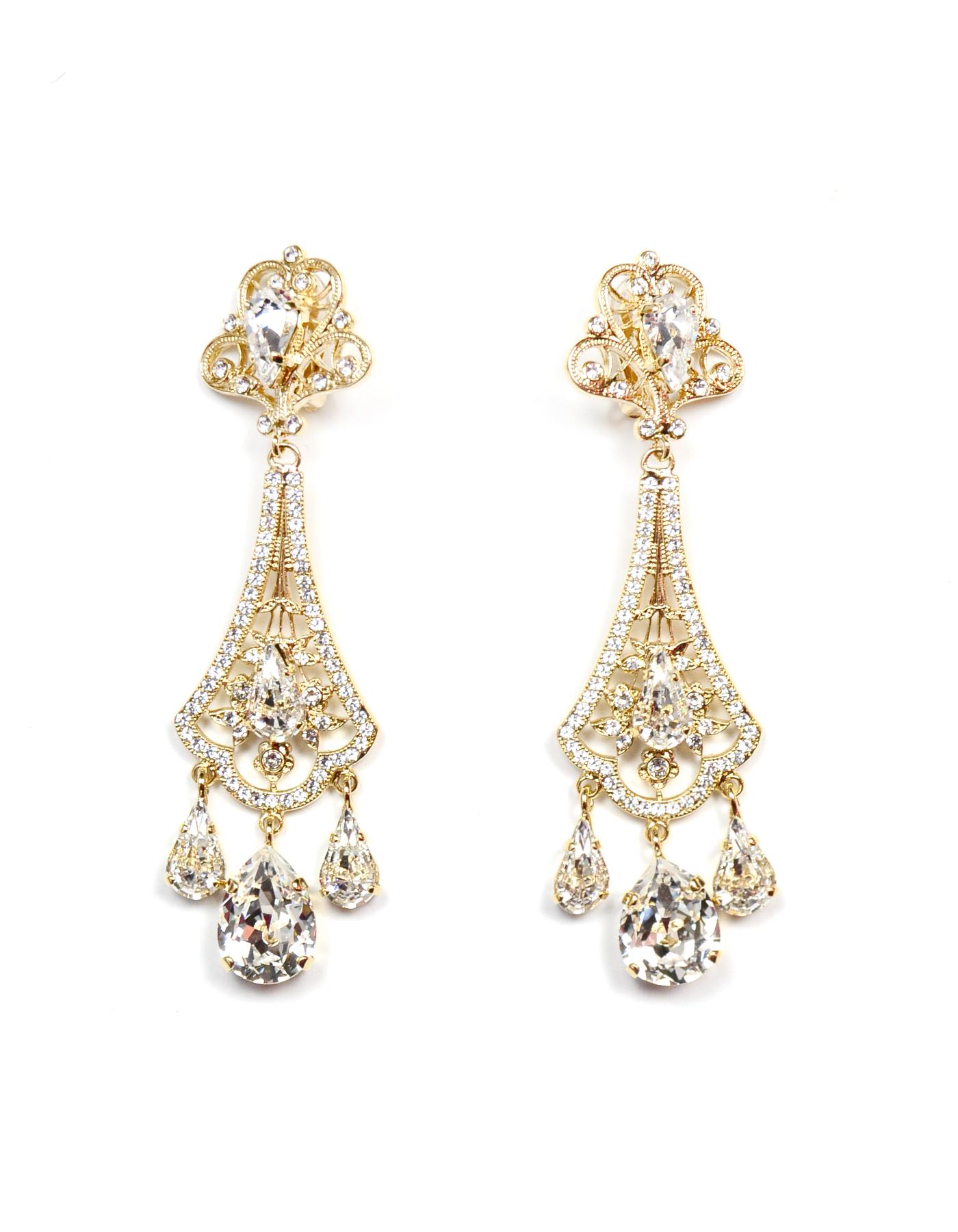 Women's Dolce & Gabbana Goldtone Filigrana Swarovski Crystal Pendant Earrings