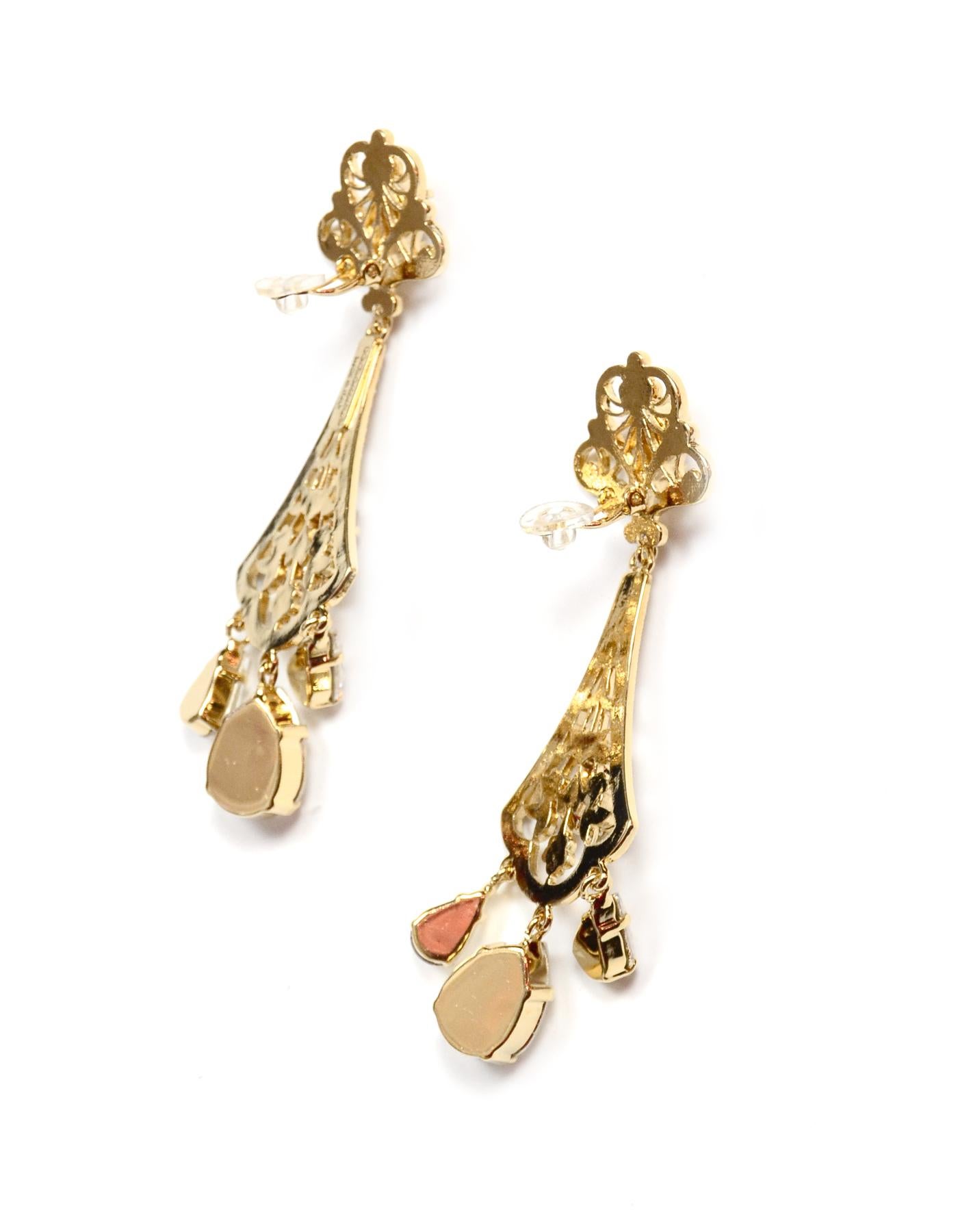 Dolce & Gabbana Goldtone Filigrana Swarovski Crystal Pendant Earrings 1