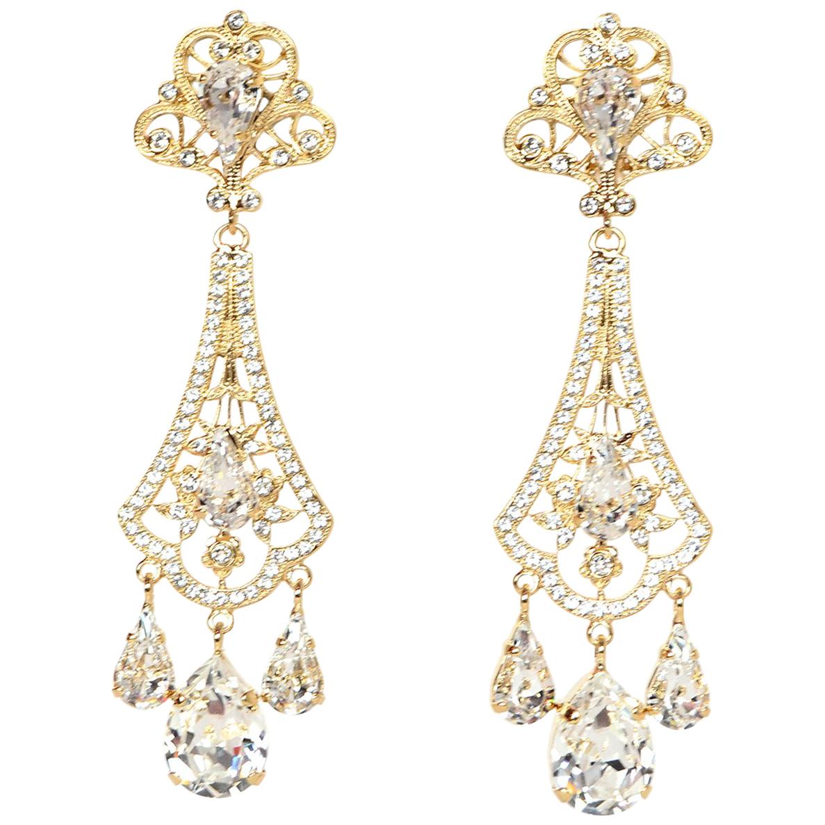 Dolce & Gabbana Goldtone Filigrana Swarovski Crystal Pendant Earrings