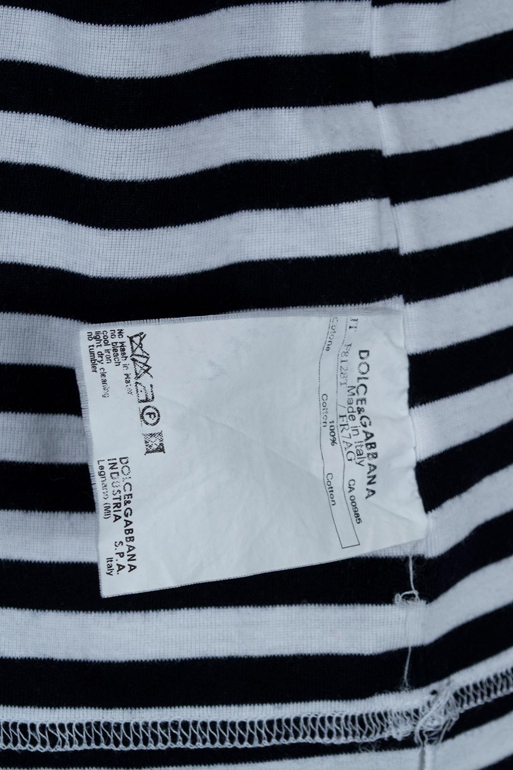 Dolce & Gabbana Black & White Gondolier Stripe Polo Shirt - IT 44, 21st Century 2