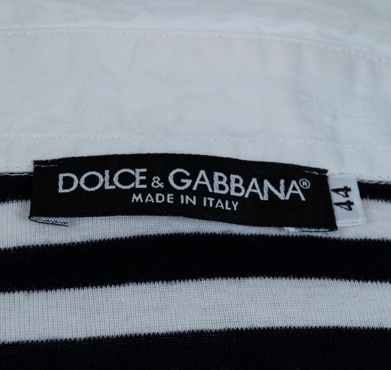 Dolce and Gabbana Black and White Gondolier Stripe Polo Shirt - IT 44 ...