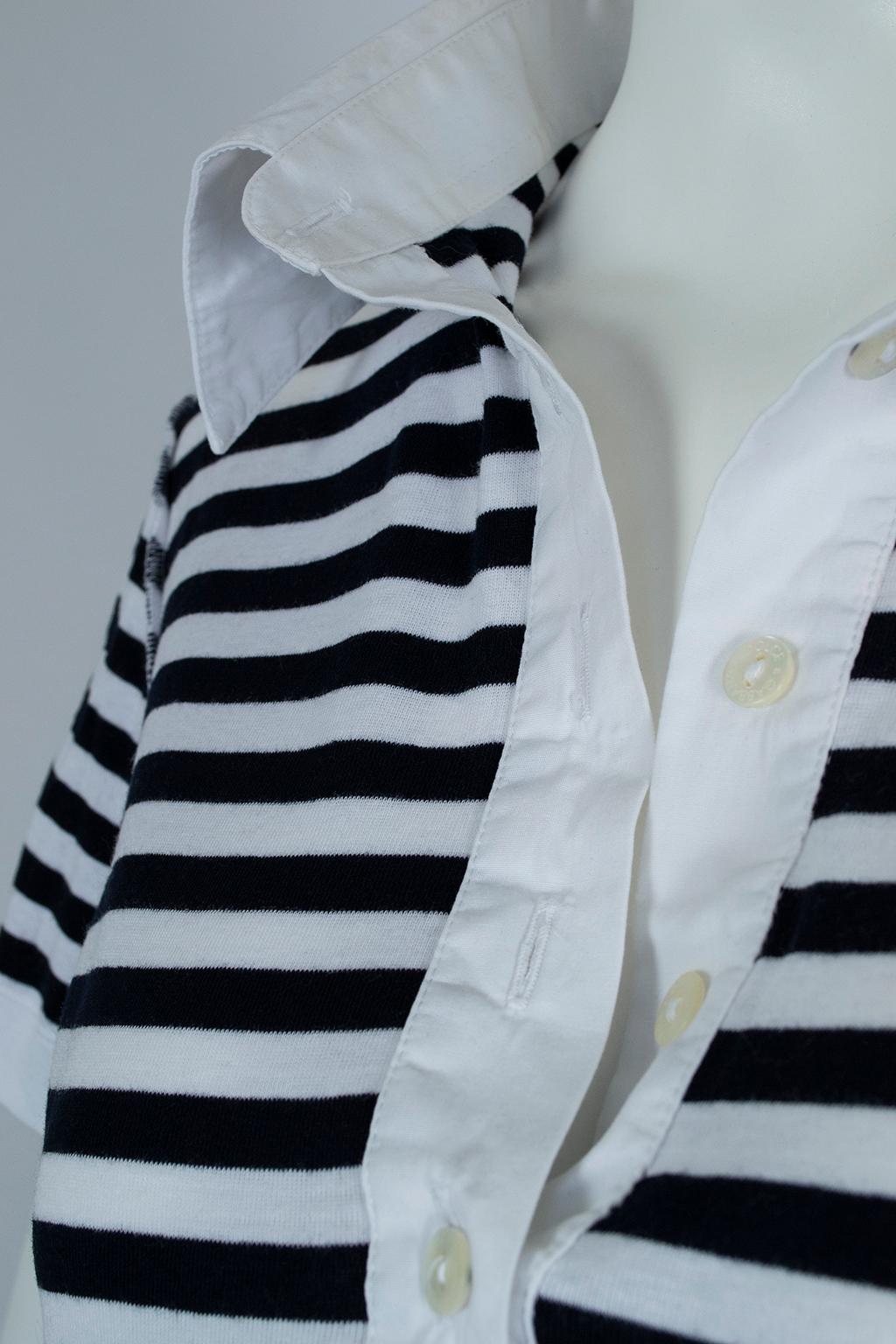 Gray Dolce & Gabbana Black & White Gondolier Stripe Polo Shirt - IT 44, 21st Century