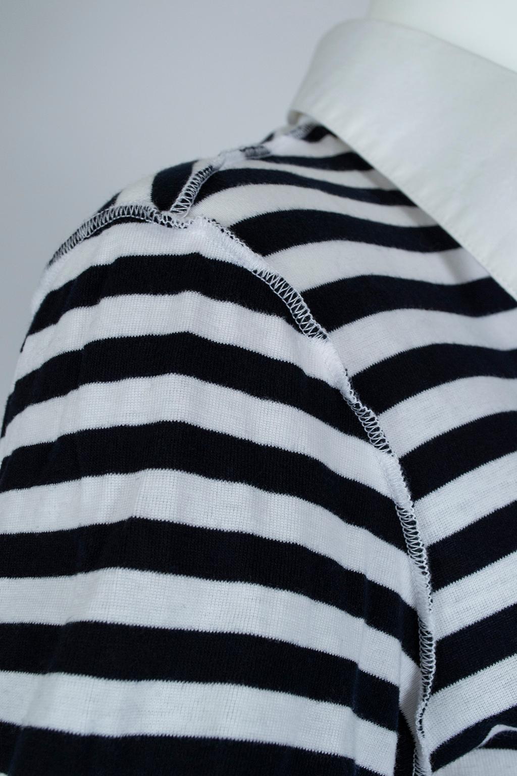 Dolce & Gabbana Black & White Gondolier Stripe Polo Shirt - IT 44, 21st Century In Excellent Condition In Tucson, AZ