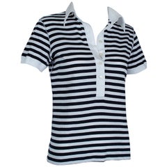 Dolce & Gabbana Black & White Gondolier Stripe Polo Shirt - IT 44, 21st Century