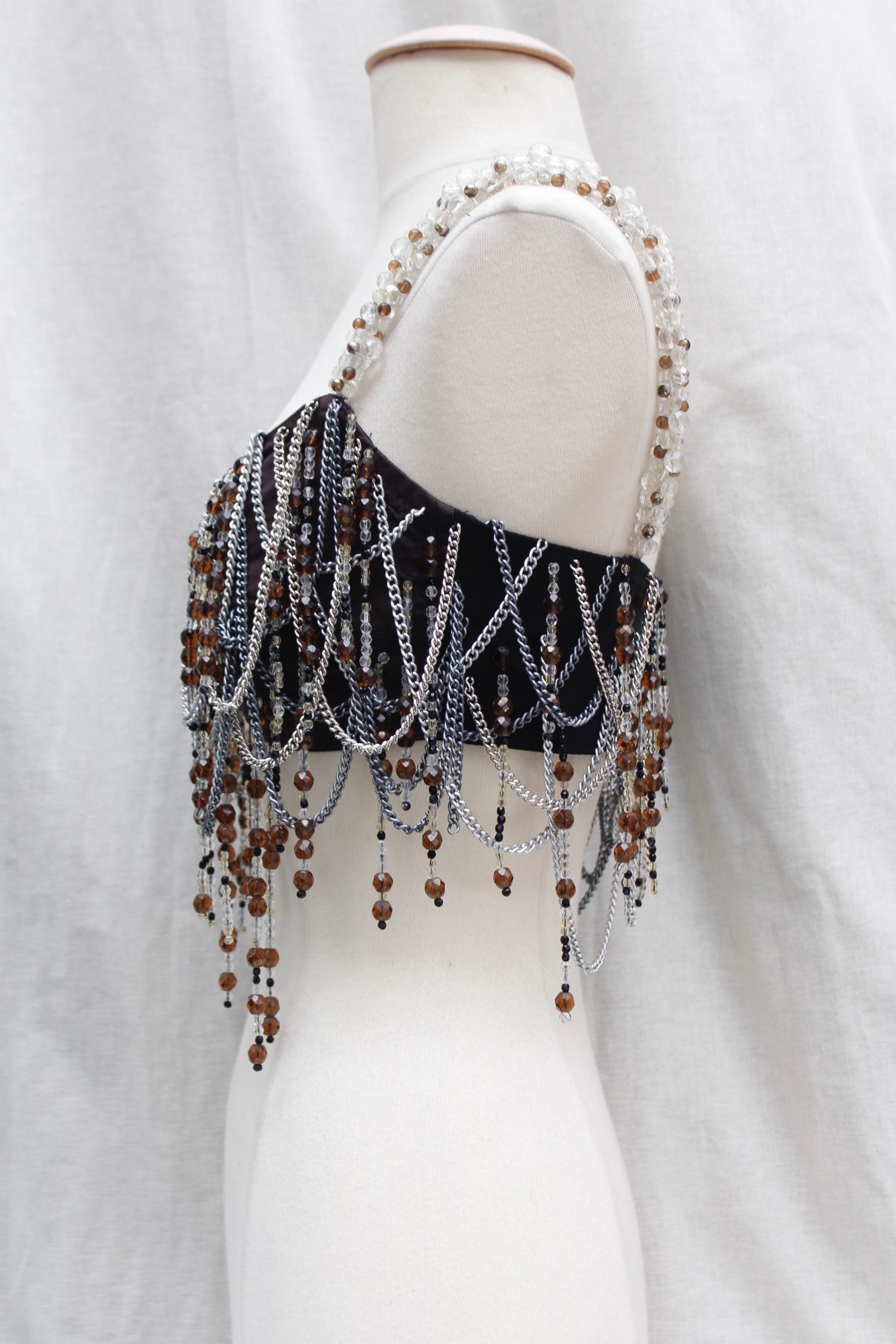 Black Dolce & Gabbana gorgeous jewel bra, 1991 Spring-Summer Runway Show For Sale