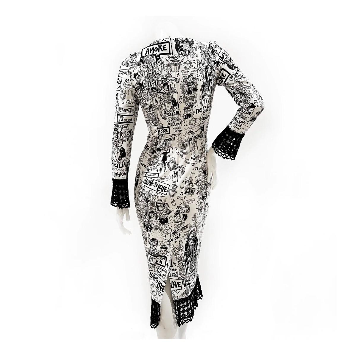 Dolce & Gabbana - Robe imprimée avec logo graffiti, automne2022 Excellent état - En vente à Los Angeles, CA