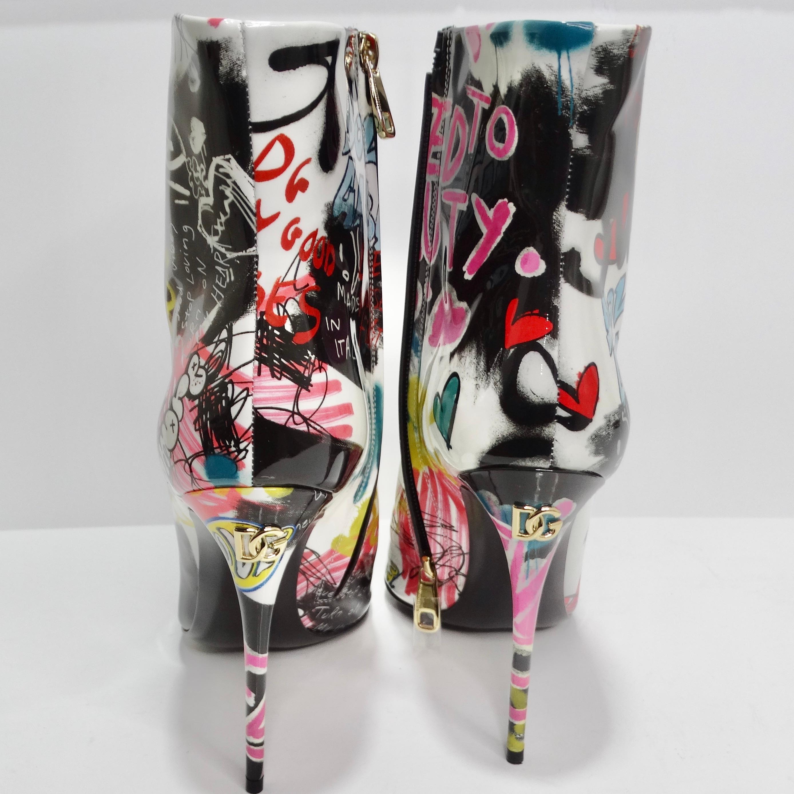 Dolce & Gabbana Graffiti Print Ankle Boots For Sale 3