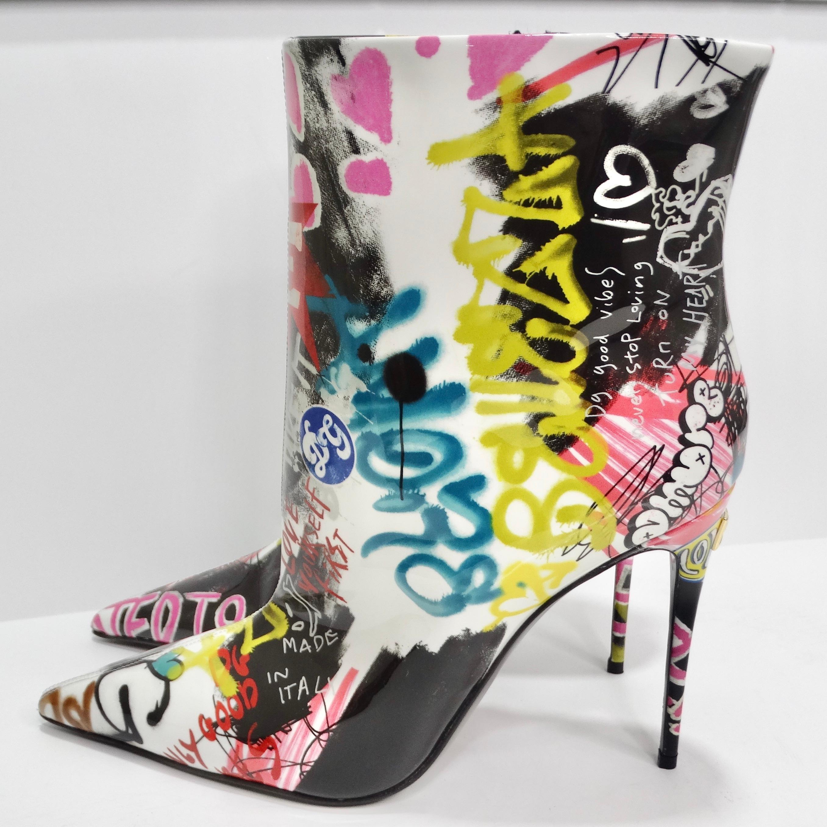 Dolce & Gabbana Graffiti Print Ankle Boots For Sale 5