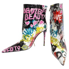 Vintage Dolce & Gabbana Graffiti Print Ankle Boots