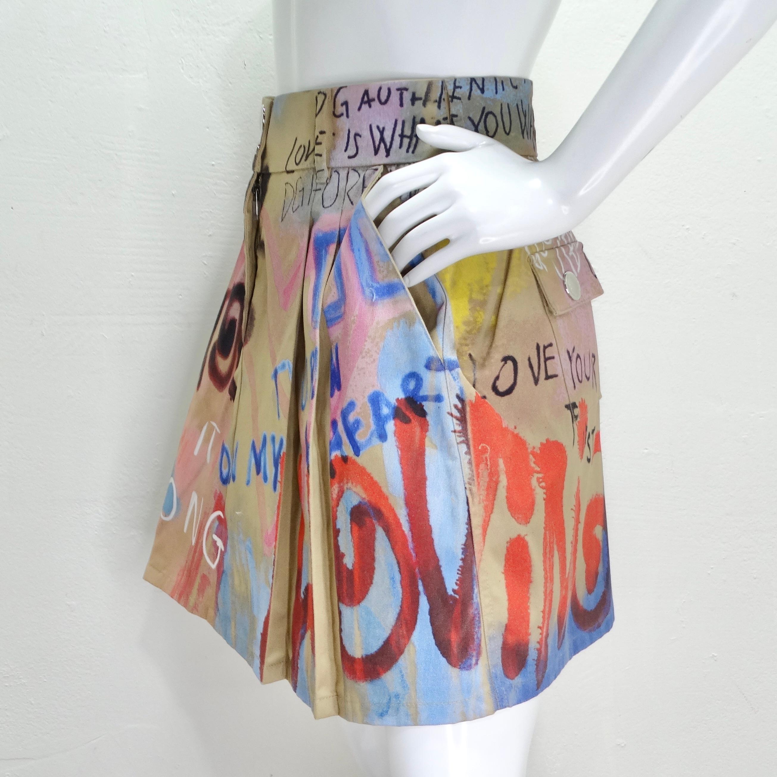 Dolce & Gabbana Graffiti Print Pleated Skirt For Sale 3