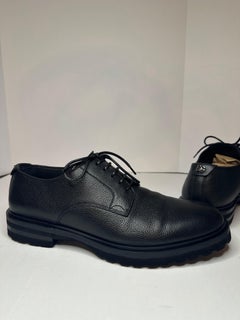 Dolce & Gabbana Grained Calf-skin Derby Shoes Black Men's US 10 Lace Vibram Sole