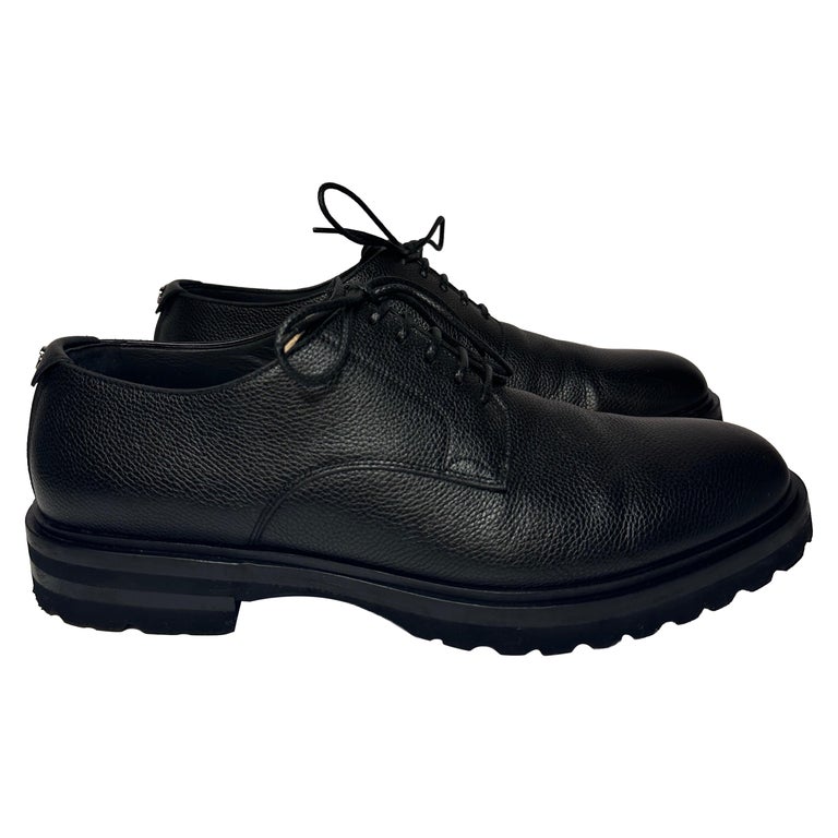 Dolce and Gabbana Grained Calf-skin Derby Shoes Black Men display picture 1