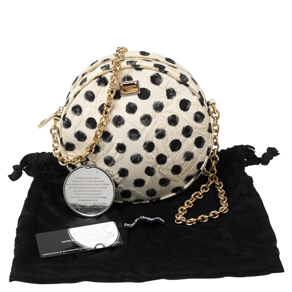 Dolce & Gabbana Graphic Polka Dot Fabric Brocade Round Glam Crossbody Bag 3