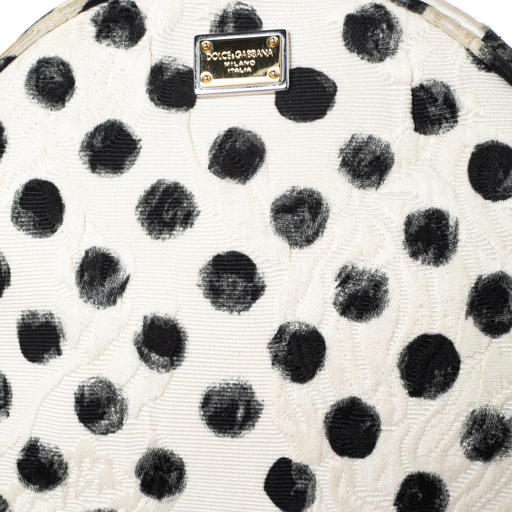 Women's Dolce & Gabbana Graphic Polka Dot Fabric Brocade Round Glam Crossbody Bag