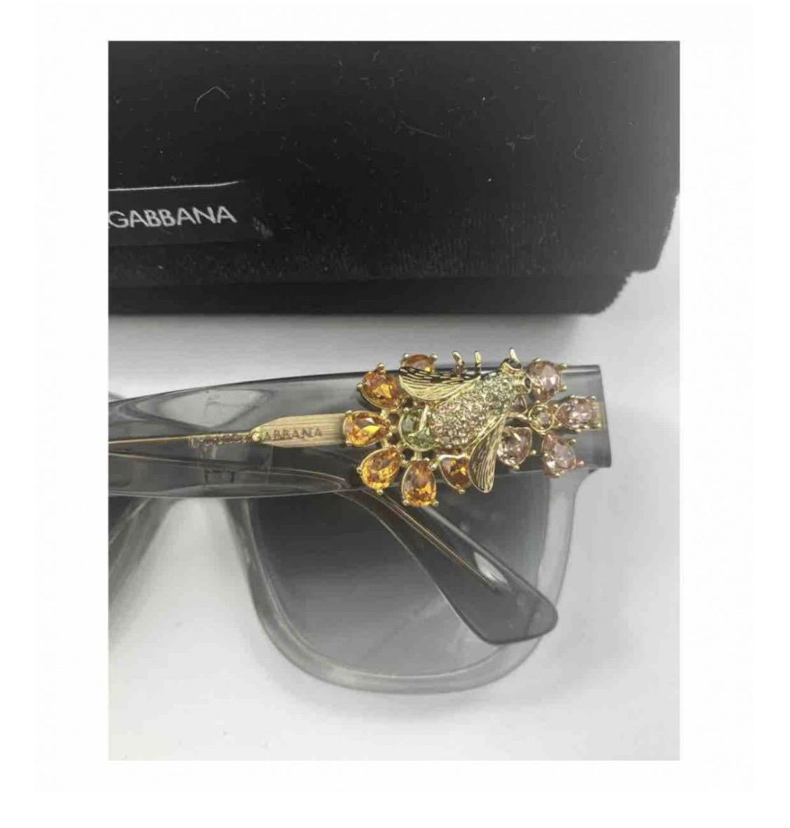 Women's Dolce & Gabbana Gray Crystal Bug Sunglasses For Sale