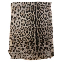 Dolce & Gabbana Gray Silver Brown Silk Leopard Scarf Wrap Beachwear DG Cover Up