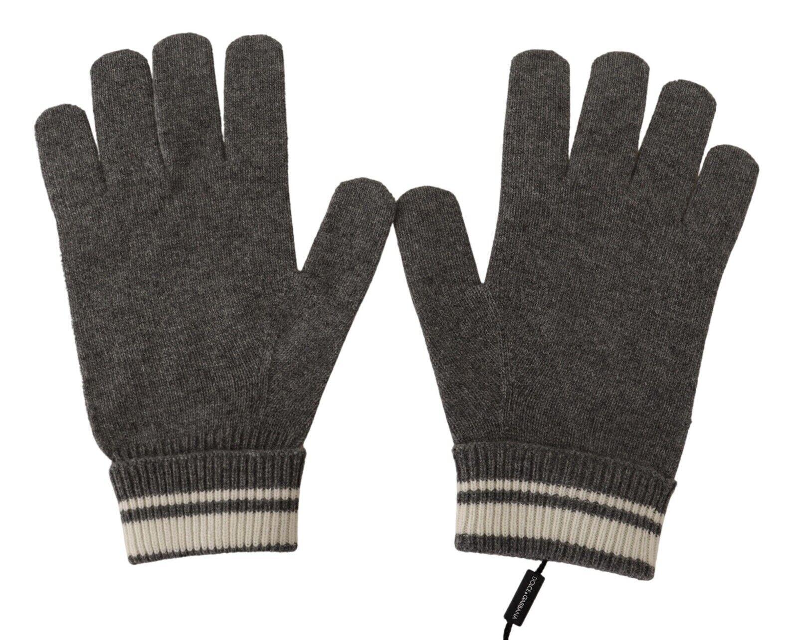 Men's Dolce & Gabbana Gray White Cashmere Crown Warm Soft Autumn Winter Gloves DG  For Sale