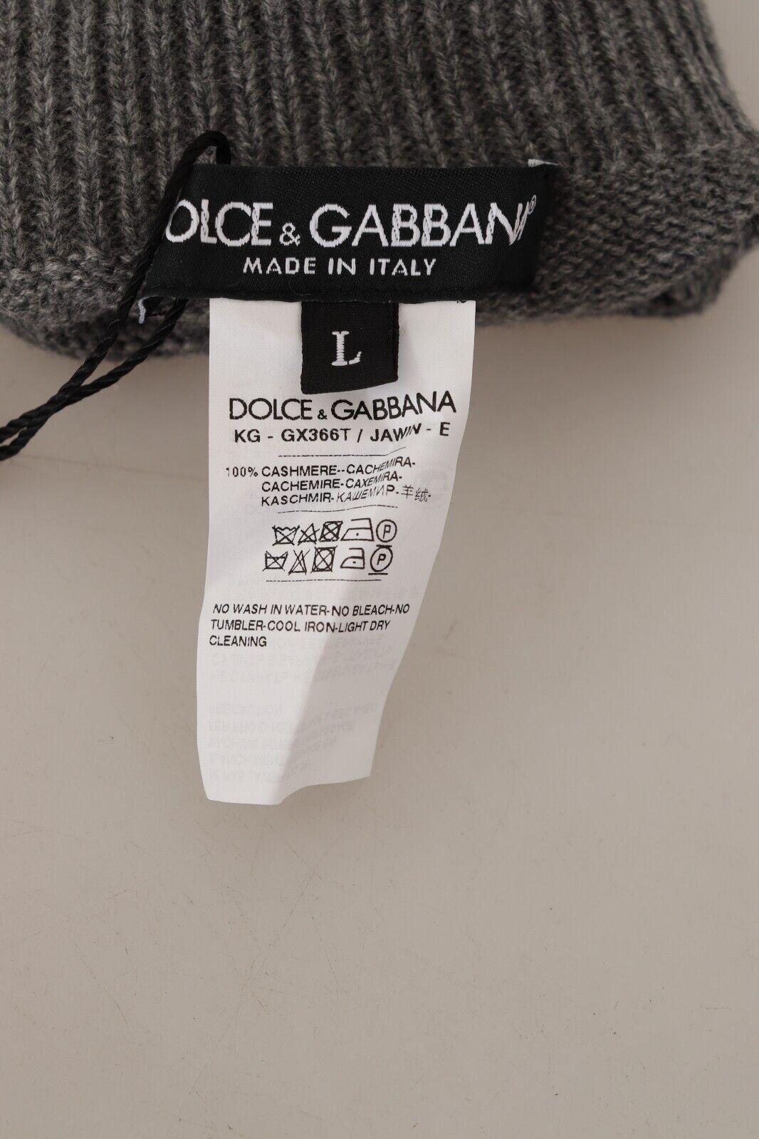 Dolce & Gabbana Gray White Cashmere Crown Warm Soft Autumn Winter Gloves DG  For Sale 4