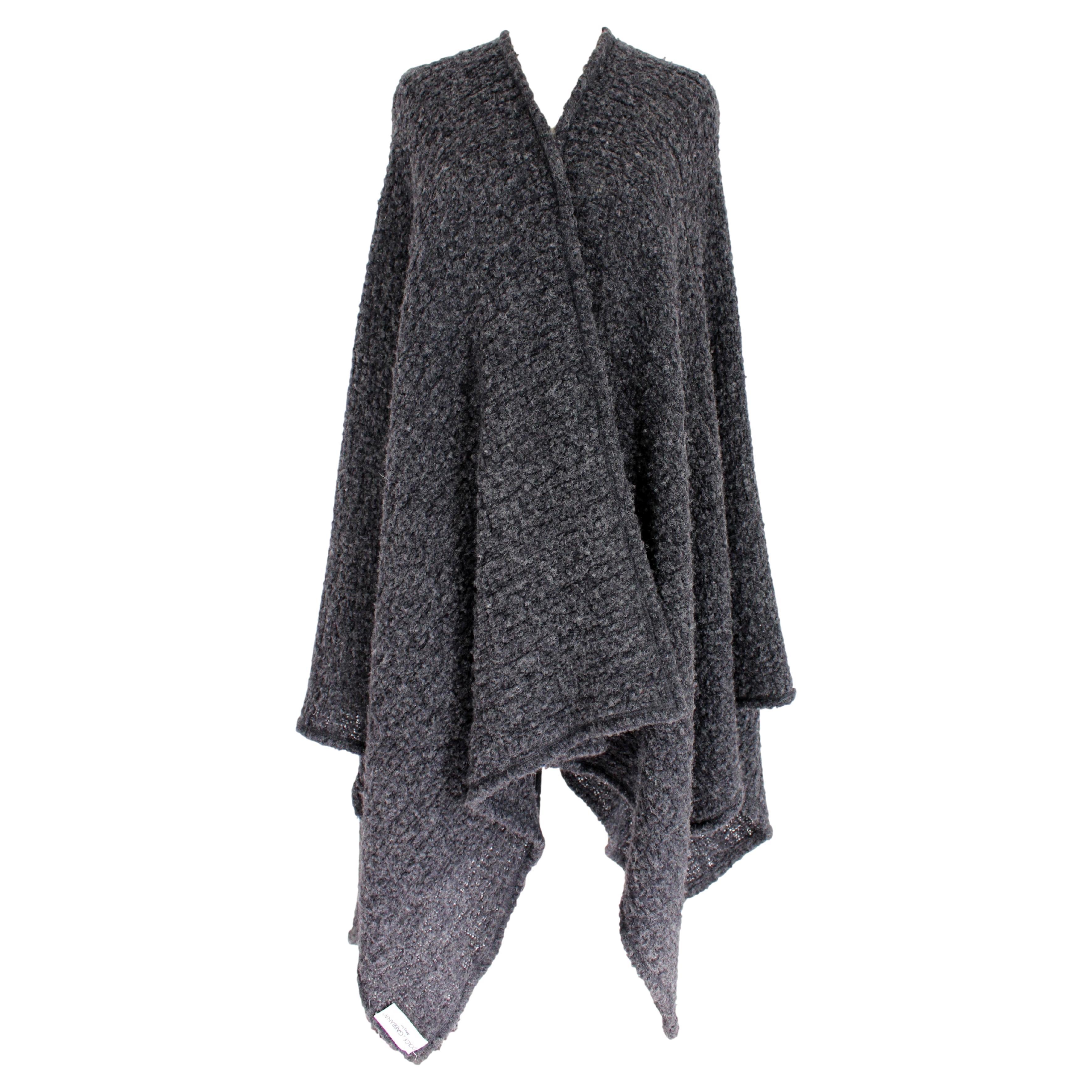 Dolce & Gabbana Gray Wool Cape Mantle Coat