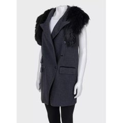 Dolce & Gabbana Gray Wool & Faux Fur Double-Breasted Vest Sz.40