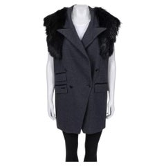 Dolce & Gabbana Gray Wool & Faux Fur Double-Breasted Vest Sz.40