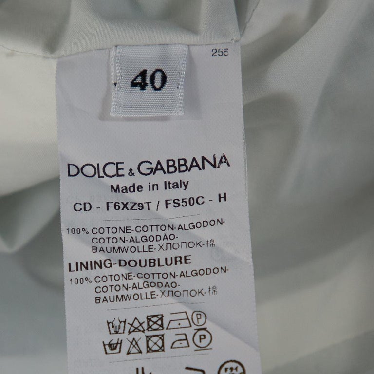 Dolce and Gabbana Green and White Banana Leaf Print Cotton Midi Dress M ...