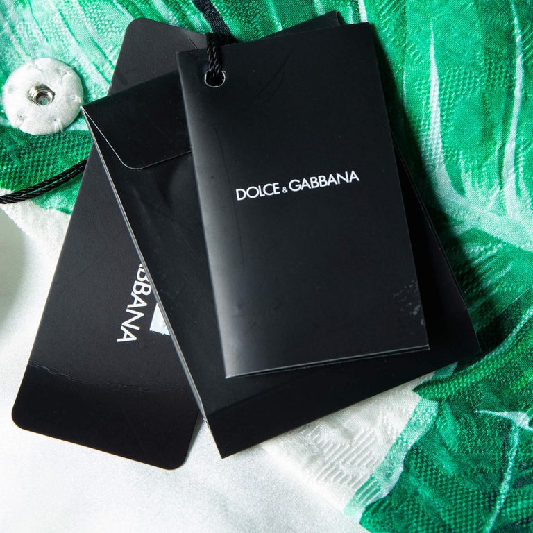 Dolce & Gabbana Gray Banana Leaf Cotton Pants
