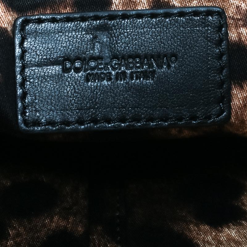 Dolce & Gabbana Green/Black Leather Star Detail Clutch 1