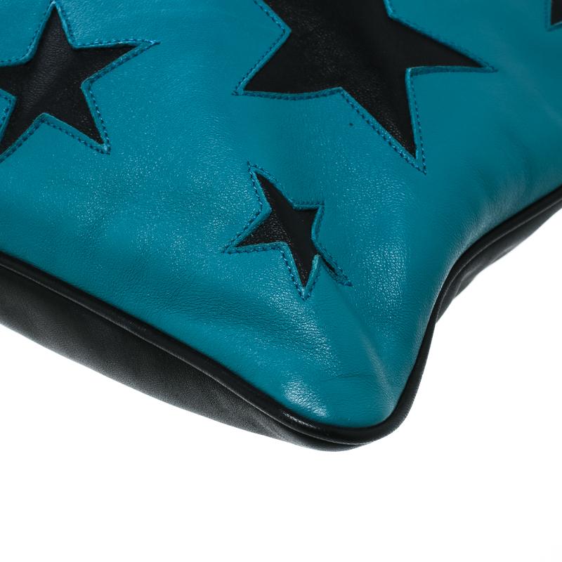 Dolce & Gabbana Green/Black Leather Star Detail Clutch 3