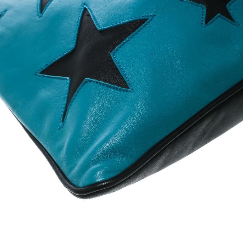 Dolce & Gabbana Green/Black Leather Star Detail Clutch 4