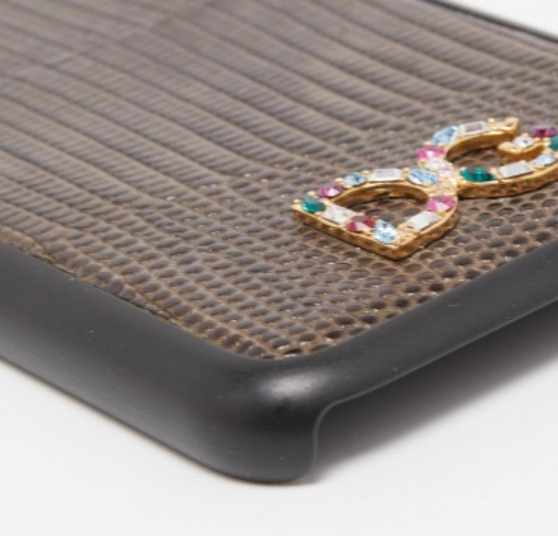 De las mujeres Funda de piel Dolce & Gabbana para iPhone X en relieve de lagarto verde/negro en venta