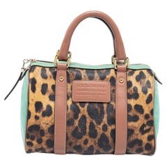 Dolce & Gabbana Green/Brown Leopard Print Coated Canvas Leather Miss Escape Bag