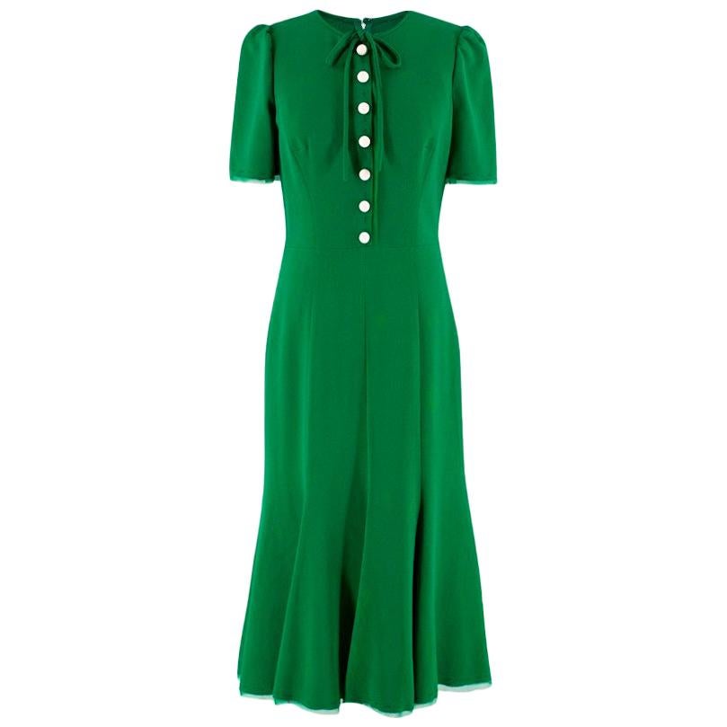 Dolce & Gabbana green button-down cady midi dress US 6