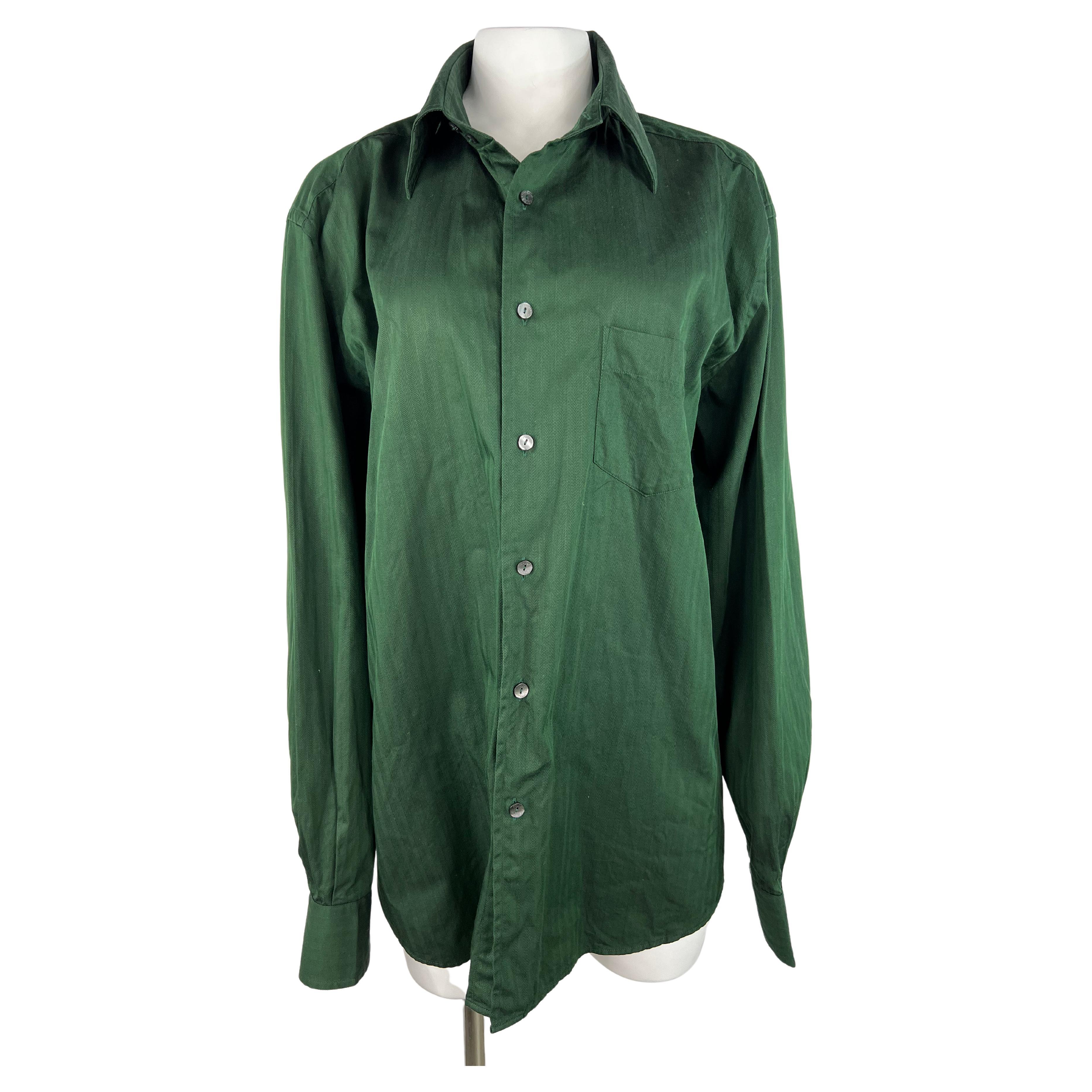 Dolce & Gabbana Green Button Down Shirt, Size 18/ 44 For Sale