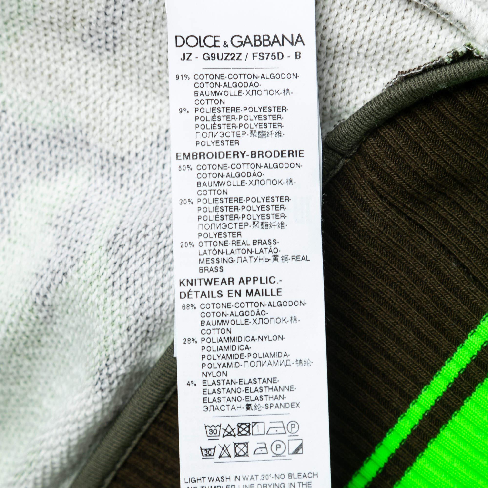 Men's Dolce & Gabbana Green Camouflage Cotton Logo Plaque Sweatshirt M