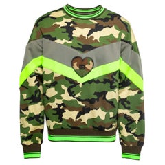 Dolce & Gabbana Green Camouflage Cotton Logo Plaque Sweatshirt M
