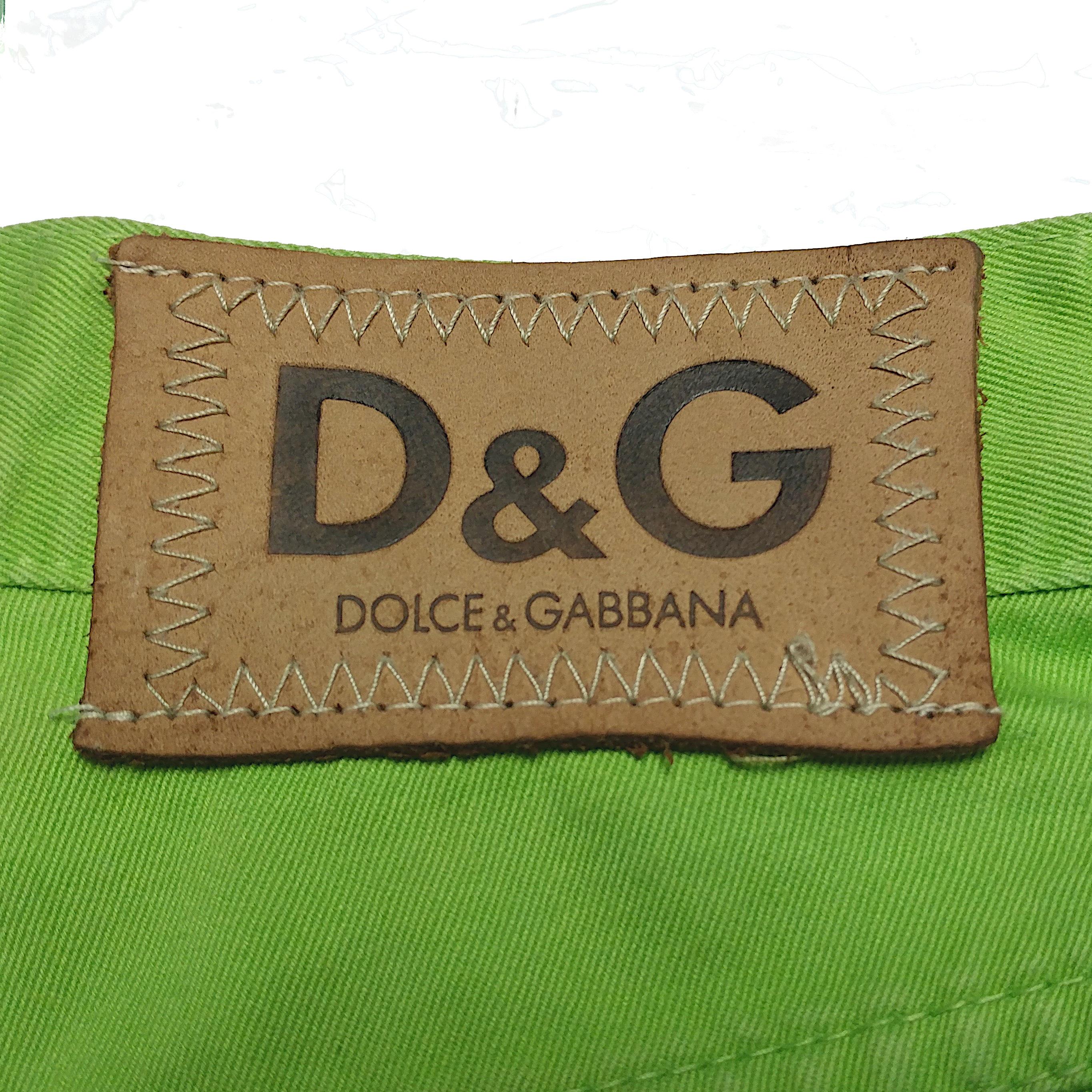 Women's DOLCE & GABBANA - Green Cotton Denim Shorts or Hot Pants | Size 4US 36EU For Sale