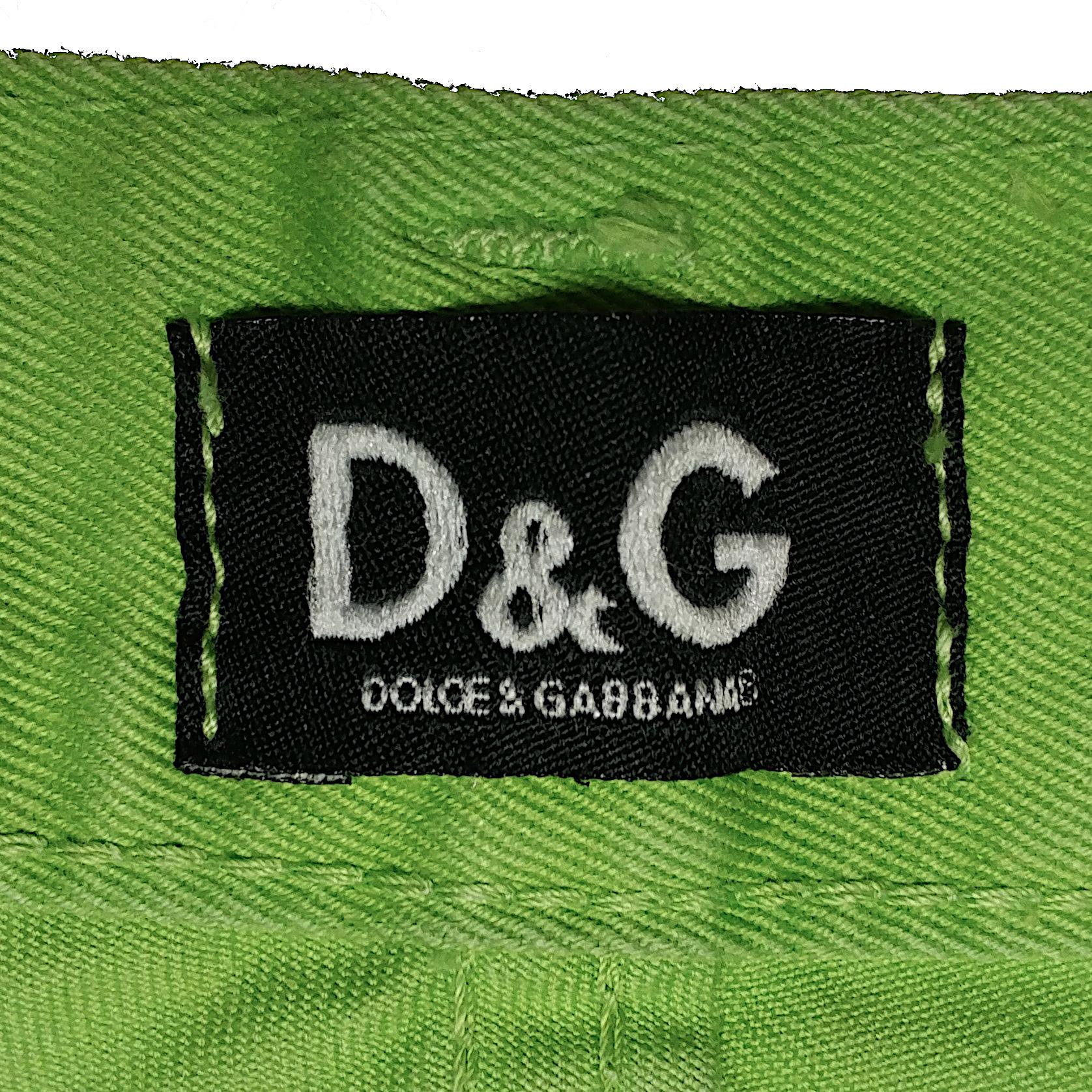 DOLCE & GABBANA - Green Cotton Denim Shorts or Hot Pants | Size 4US 36EU For Sale 1