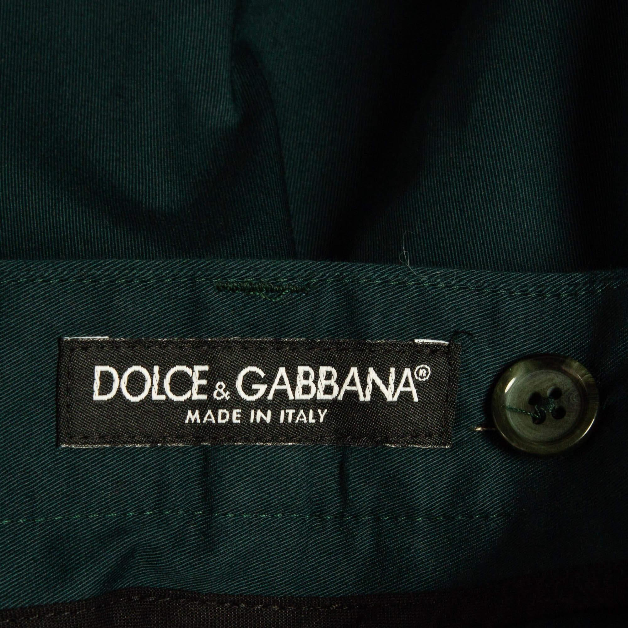 Pantalon de tailleur Dolce & Gabbana en coton vert XXXL Bon état - En vente à Dubai, Al Qouz 2
