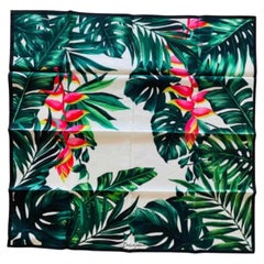 Dolce & Gabbana Green Cotton Jungle Tropical Leaves Scarf Wrap Cover-up DG Italy