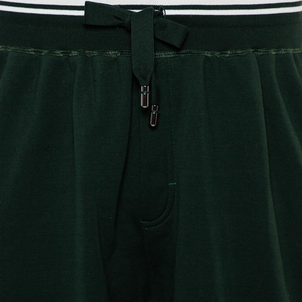 Men's Dolce & Gabbana Green Cotton Knit Side Zipper Detail Bermuda Shorts M