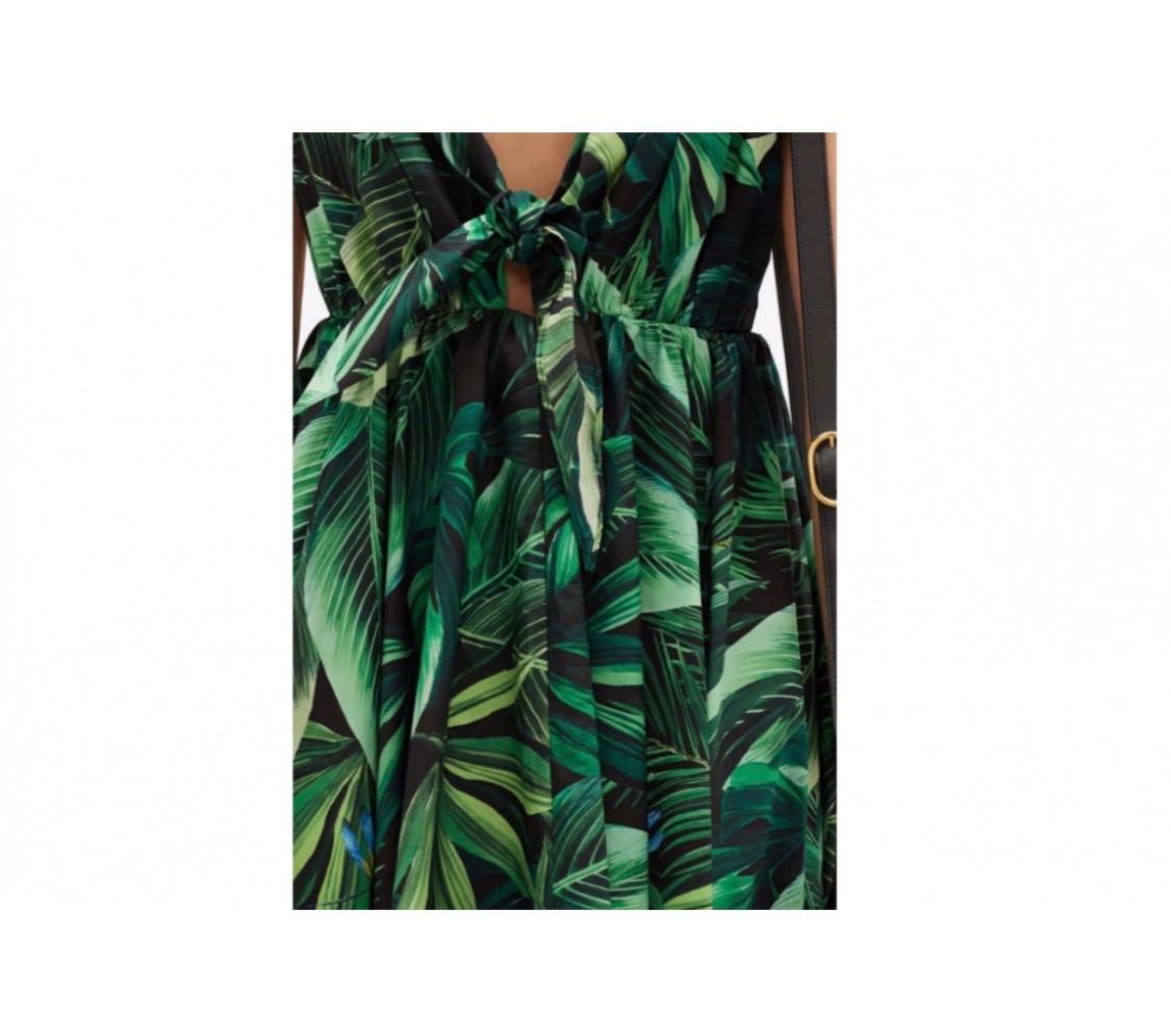 Dolce & Gabbana green cotton Sicilian jungle motive women dress  In Fair Condition For Sale In WELWYN, GB