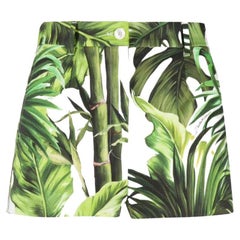 Dolce & Gabbana Green Cotton Tropical Leaf Jungle Print Cotton Shorts DG Tags